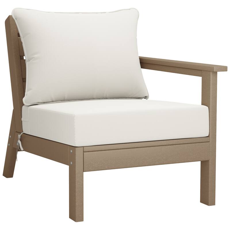 Polytrends Birchwood All Weather HDPE Outdoor Patio Deep Seating Weathered Wood Loveseat (2-Piece)