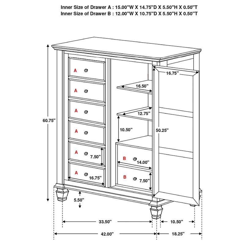 Sandy Beach Coastal Wood 8-drawer Door Chest
