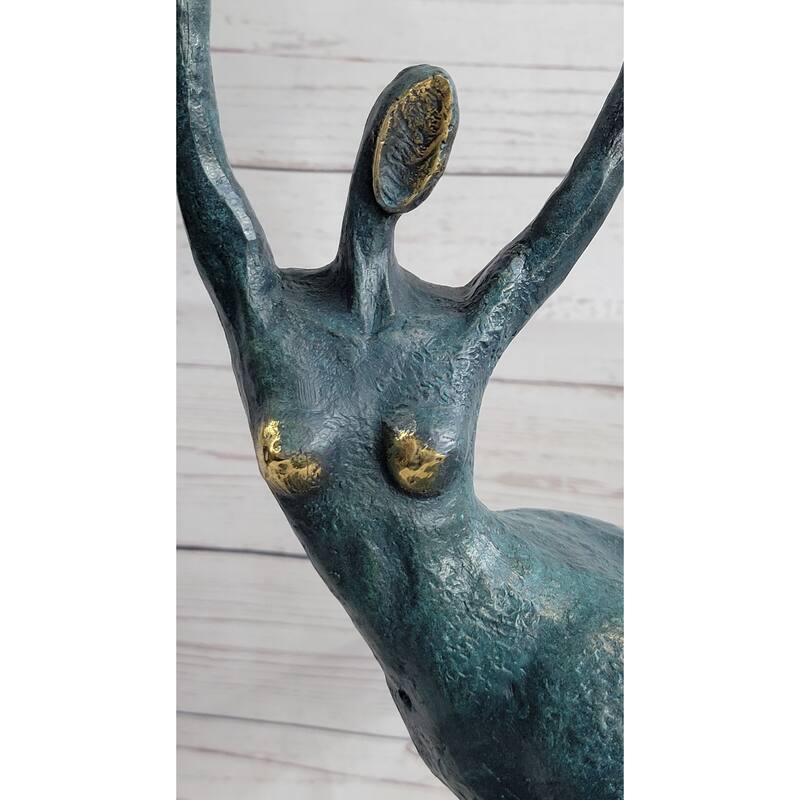 Modern Art Running Dancing Curvy Woman Bronze Figure Statue Sculpture 18 Inches X 14 Inches