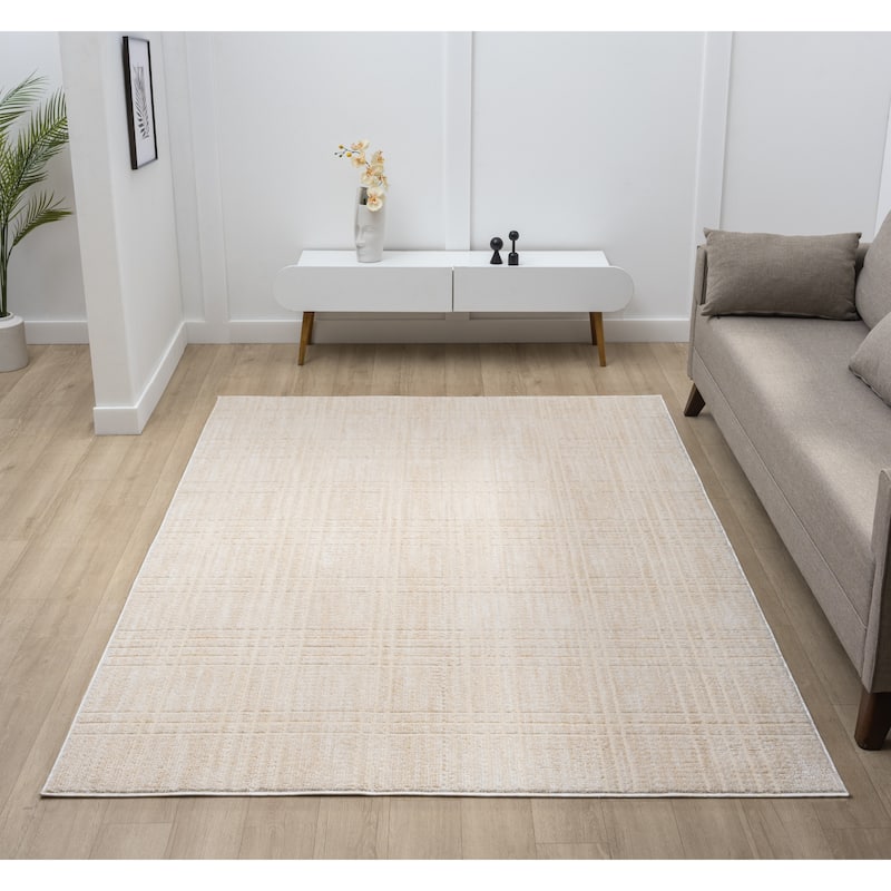 Nomad Collection Plaid Patterned Area Rug