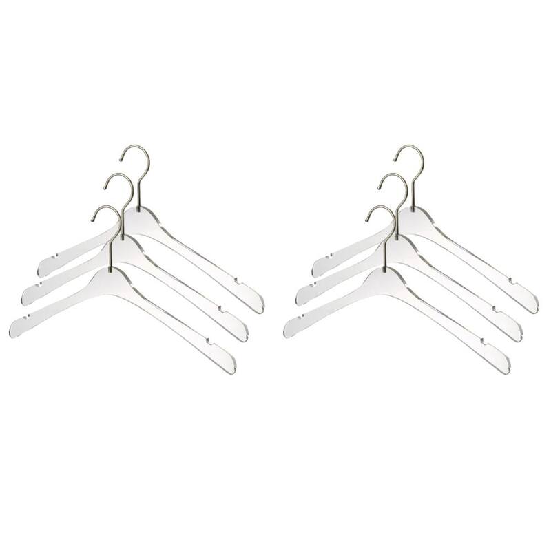 YBM Home Quality Acrylic Clear Hangers - Men - Silver ( 6 Pack)