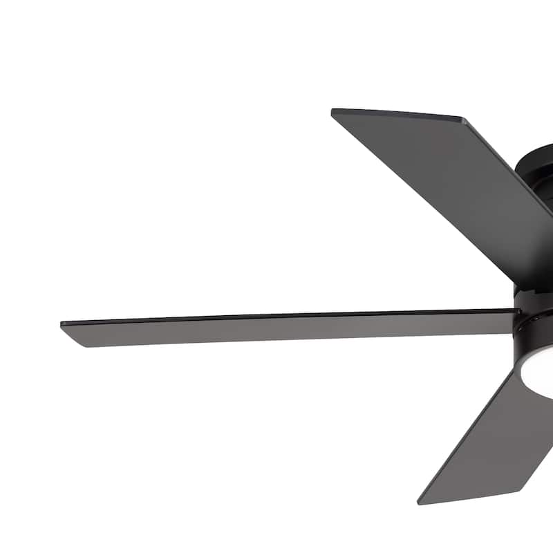 42"/52" Modern Black Flush Mount Ceiling Fan with LED Light and Remote