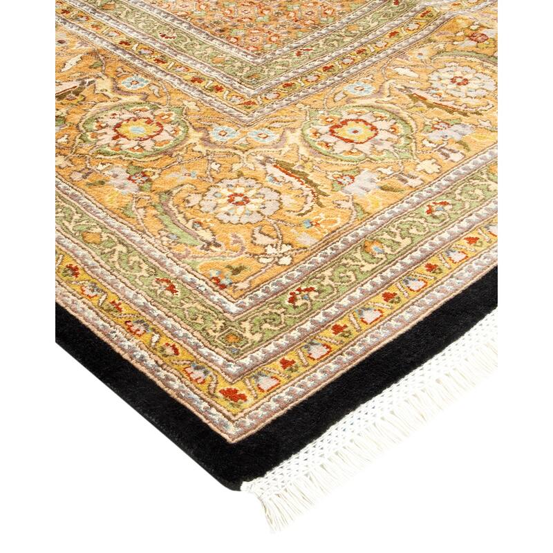 Overton Hand Knotted Wool Traditional Oriental Black Area Rug - 10' x 14'