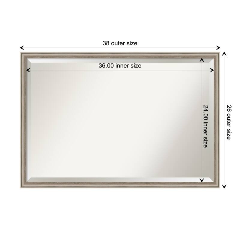 Salon Scoop Beveled Wood Framed Wall Mirror - Salon Scoop Pewter - Glass Size 36x24
