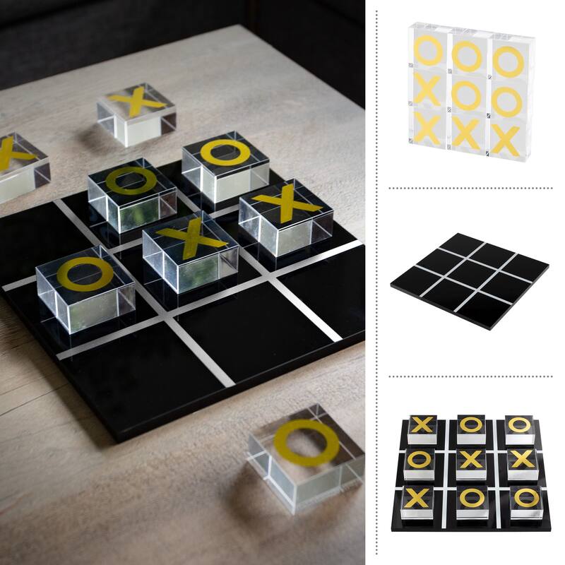 Acrylic Tic Tac Toe Game by Trademark Games (Black, Clear, and Gold)