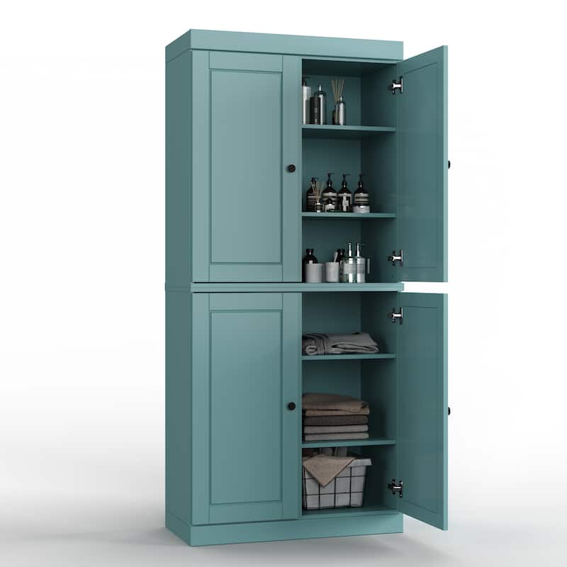 Palace Imports 100% Solid Wood Bathroom & Laundry Storage Cabinet, Raised Panel Doors, Adjustable Shelves, 32" Wide, 71.5" Tall