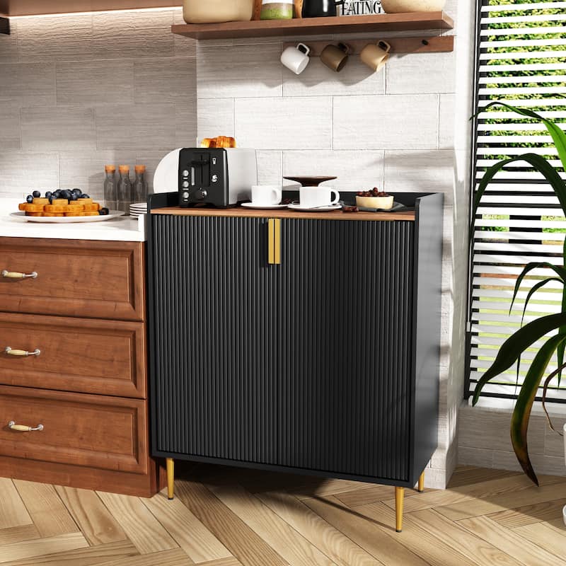 31.6'' Modern Coffee Bar Cabinet with Wine Racks and Storage Drawer