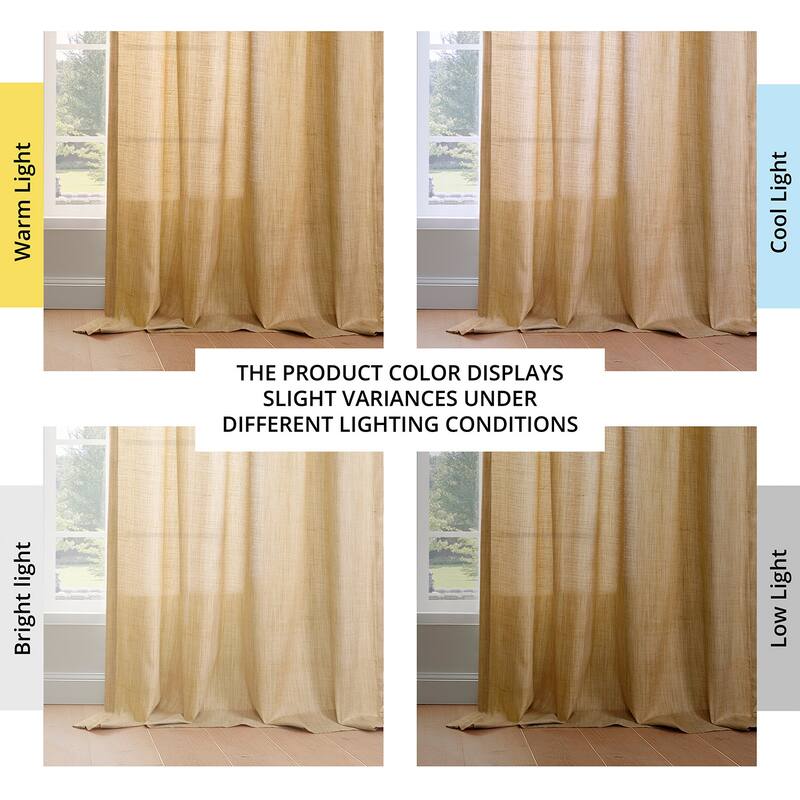 Exclusive Fabrics Rustic Linen Weave Light Filtering Curtains for Bedroom & Living Room Curtains - 2 Panel Drapes