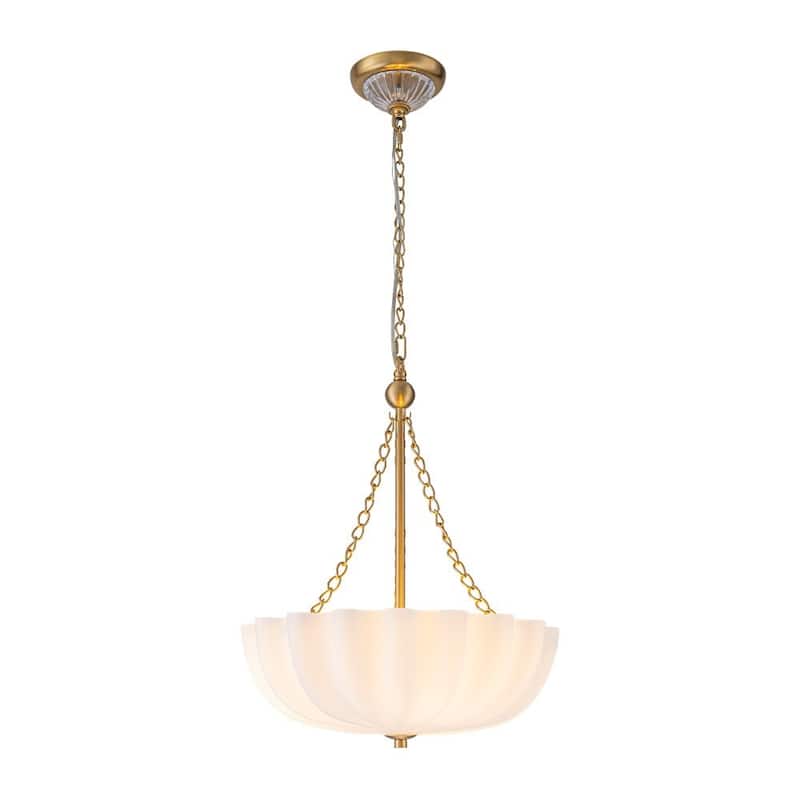 Chic Modern 3-Light Shell Scalloped Glass Chandelier - 15.7 in