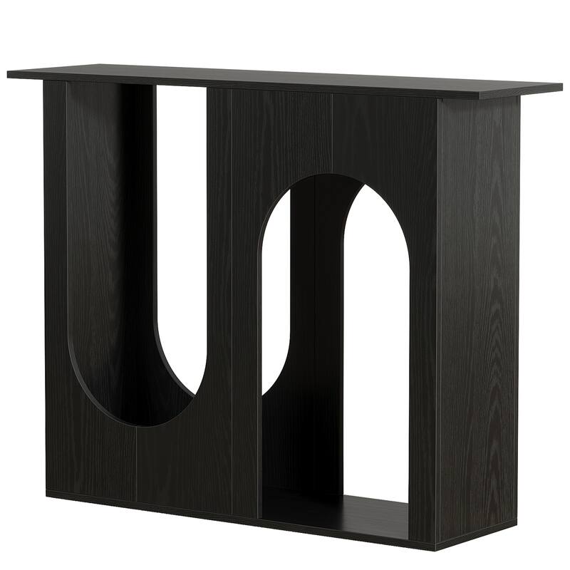 39'' Modern Black Wooden Console Table with Arch-Base for Entryway