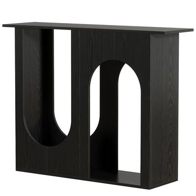 39'' Modern Black Wooden Console Table with Arch-Base for Entryway