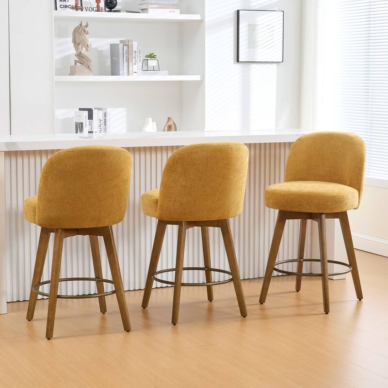 Fabric Upholstered Counter Height Swivel Bar Stools - 37.8"H x 19.7"W x 23.2"D