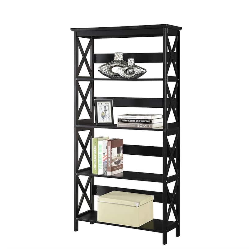 Glossy Black 5-Shelf Bookcase - 31.5 x 11.8 x 59.8 inches