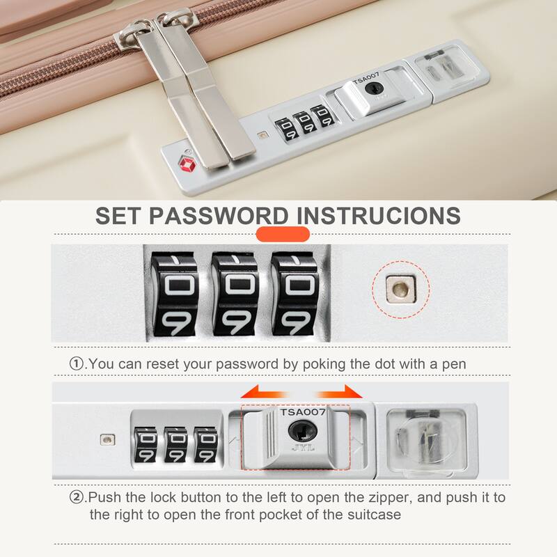Merax 3 Piece ABS Hardshell Front-Opening Luggage Sets, Carry on Suitcase with USB Port and Cup Holder & Spinner Wheels