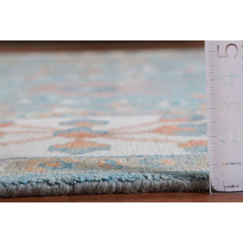 Hand Knotted Oriental 100% Wool Carpet Transitional All-Over Navy Blue & Blues Oushak Area Rug - 12' 4'' X 9' 2''