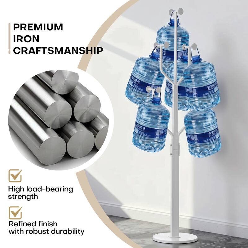 Freestanding Metal Coat Rack with 10 Hooks and Heavy Duty Marble Base - 68.1"H x 18.5"W(top) x 13.2"Dia(base)