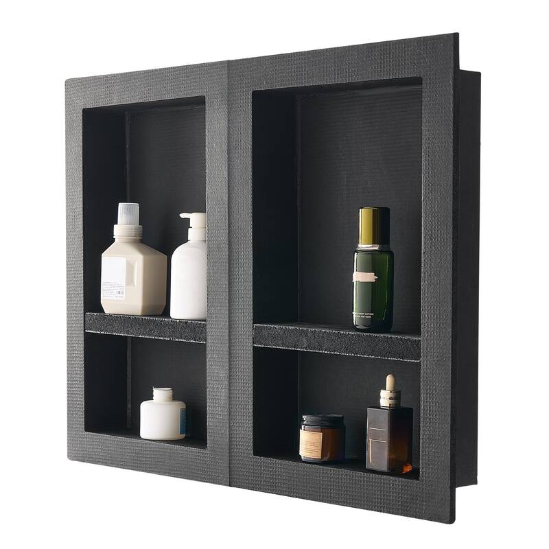 Black Foam Four-Layer Insert Shower Niche with Waterproof Triple Seal Design - 16 x 4 x 24 in-16 x 4 x 24 in