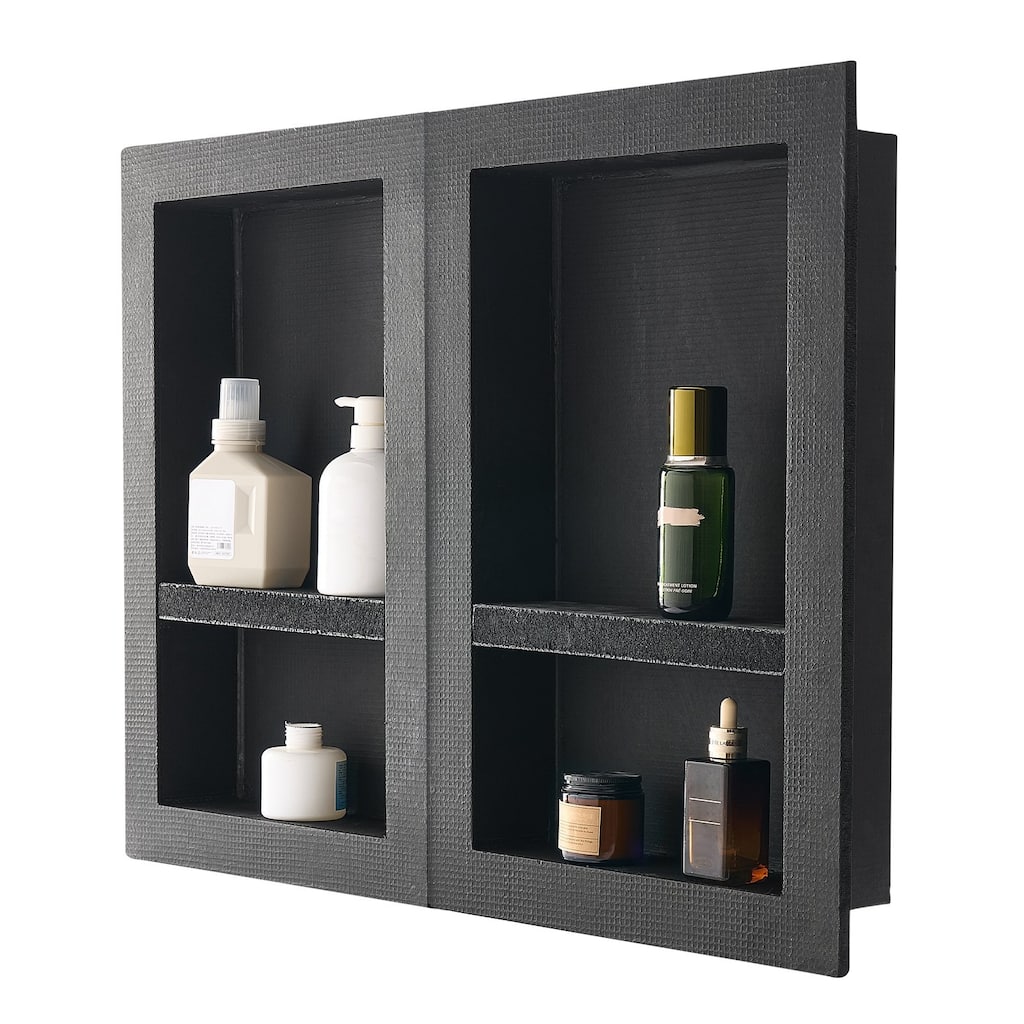 Black Foam Four-Layer Insert Shower Niche with Waterproof Triple Seal Design - 16 x 4 x 24 in-16 x 4 x 24 in