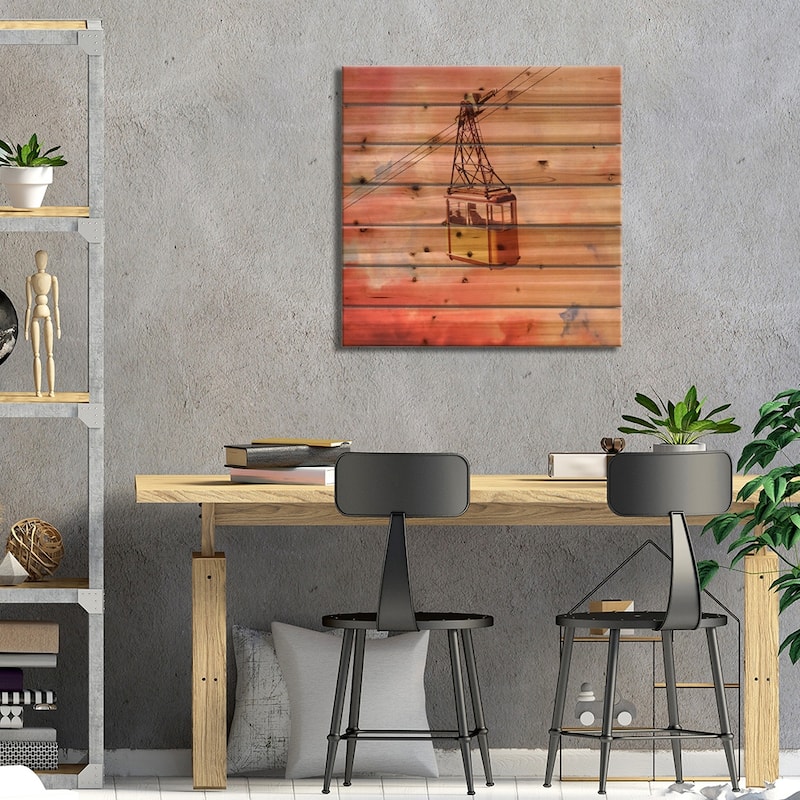 Skylift Print On Wood by Andreas Lie - Multi-Color