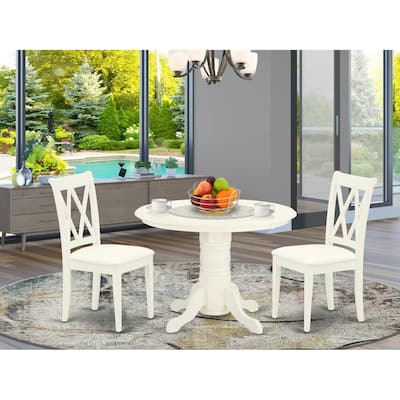 HomeStock 3-Pc Buttermilk and Cherry Solid Wood Top-Round Dining Room Set-Seats 4
