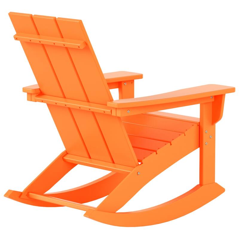 Shoreside Modern Eco-Friendly All Weather Poly Adirondack Rocking Chairs with Side Table (3-Piece Set)
