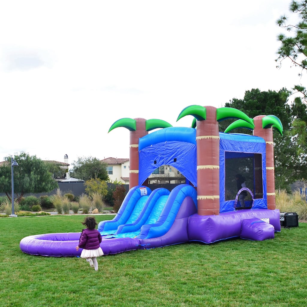 HeroKiddo Enchanted Forest Commercial Grade Inflatable Bounce House & Water Slide Combo with Attached Splash Pool and Air Blower