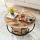 preview thumbnail 38 of 43, 31.7" Round Coffee Table, Rustic 2-Tier Center Table with Storage Open Shelves Oak/Black