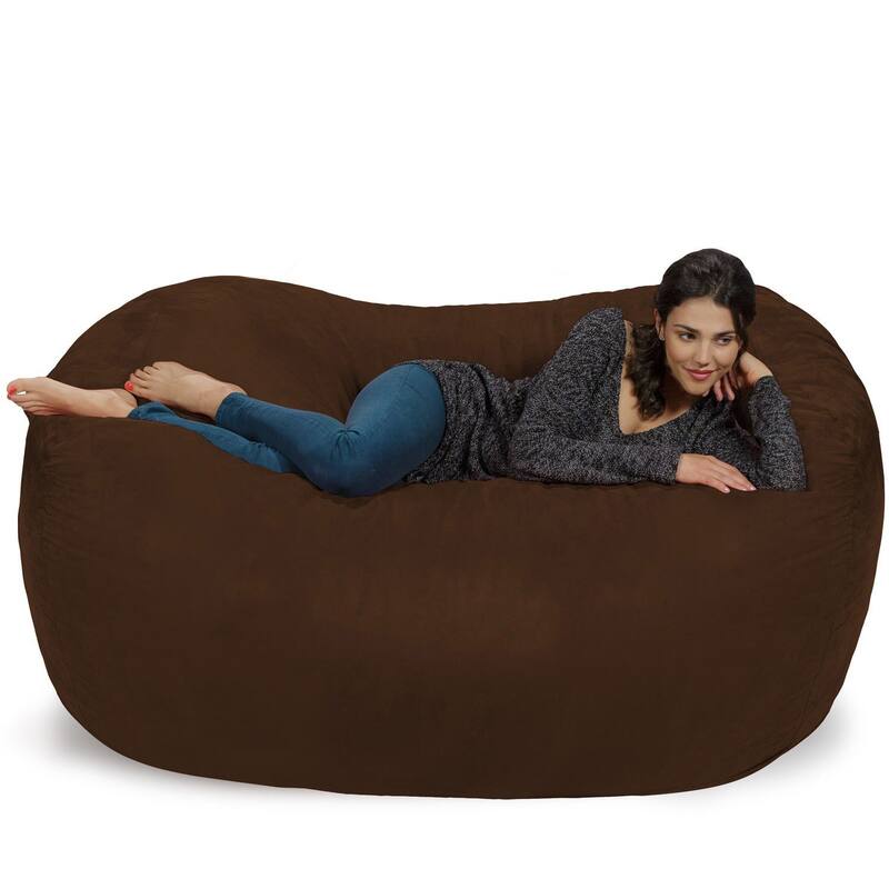 Large Memory Foam Microsuede Bean Bag Chair Loveseat - Chocolate Micro Suede