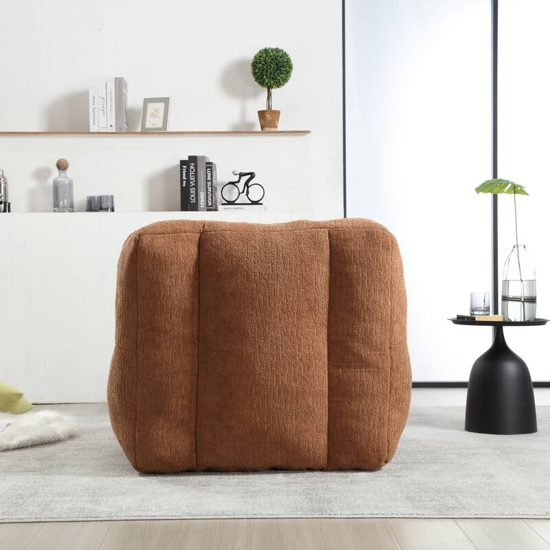 Fluffy Bean Bag Chair with Memory Foam and Ottoman, Super Soft Velvet Bean Bag for Adults & Kids, Comfortable Lazy Sofa