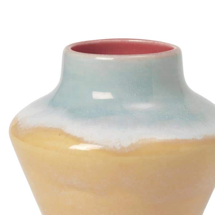 Kähler Poppery Vase, Pink/Mint/Yellow - H: 4.7"