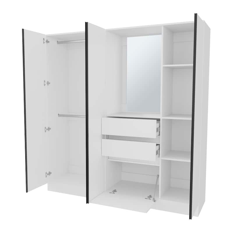 Canyon Wardrobe Organizer with Mirror and Storage Compartments, White