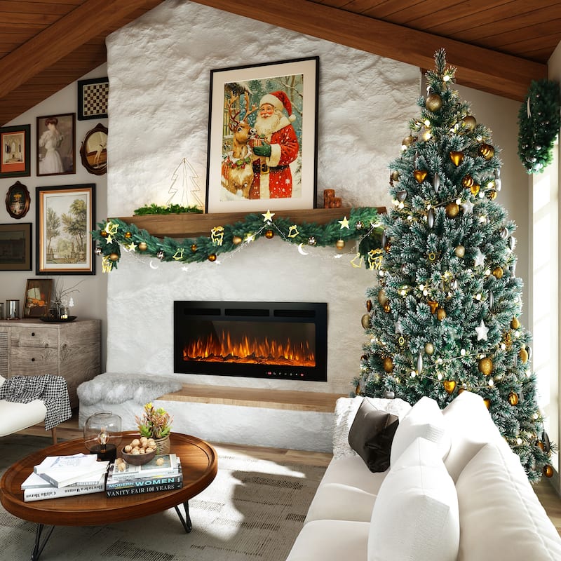 Clihome 42'' Recessed Wall-Mounted Electric Fireplace - 42 in.