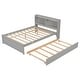 preview thumbnail 15 of 14, Full Size Solid Wood Platform Bed with Twin Trundle and Headboard Storage