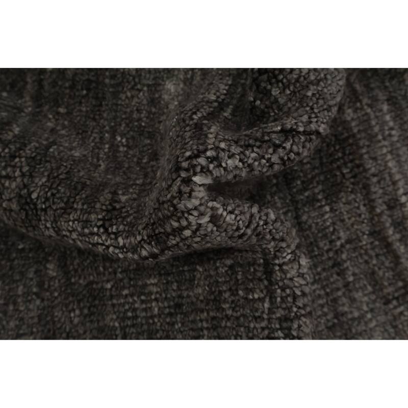 Hand Knotted Oriental 100% Wool Carpet Modern Solid Greys & Charcoal Gabbeh Runner Rug - 5' 0'' X 2' 0''