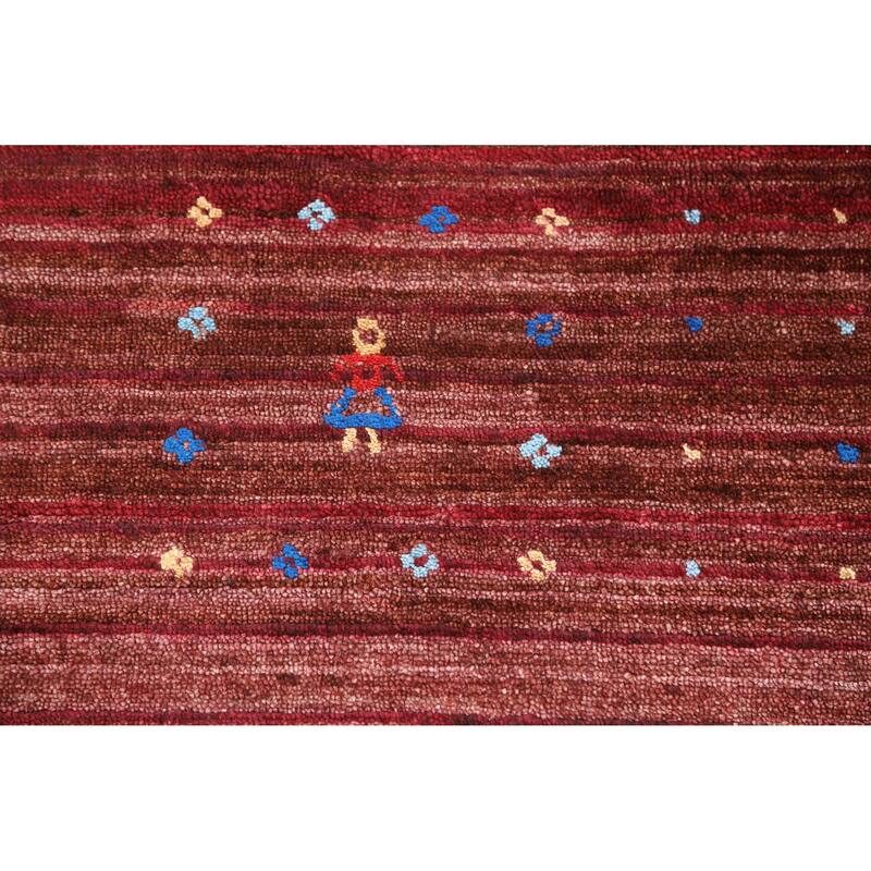 Hand Knotted Oriental Viscose Silk Carpet Tribal Animal Pictorial Red Gabbeh Area Rug - 10' 0'' X 8' 1''