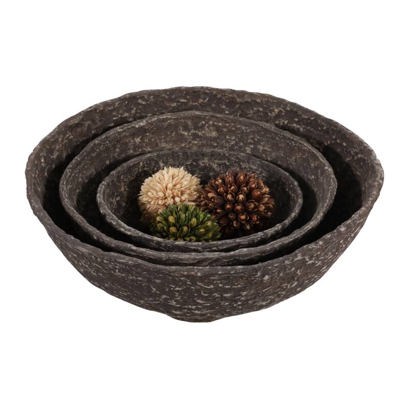 Pottery Paper Mache Bowls Handcrafted Unique Texture (Set of 3)