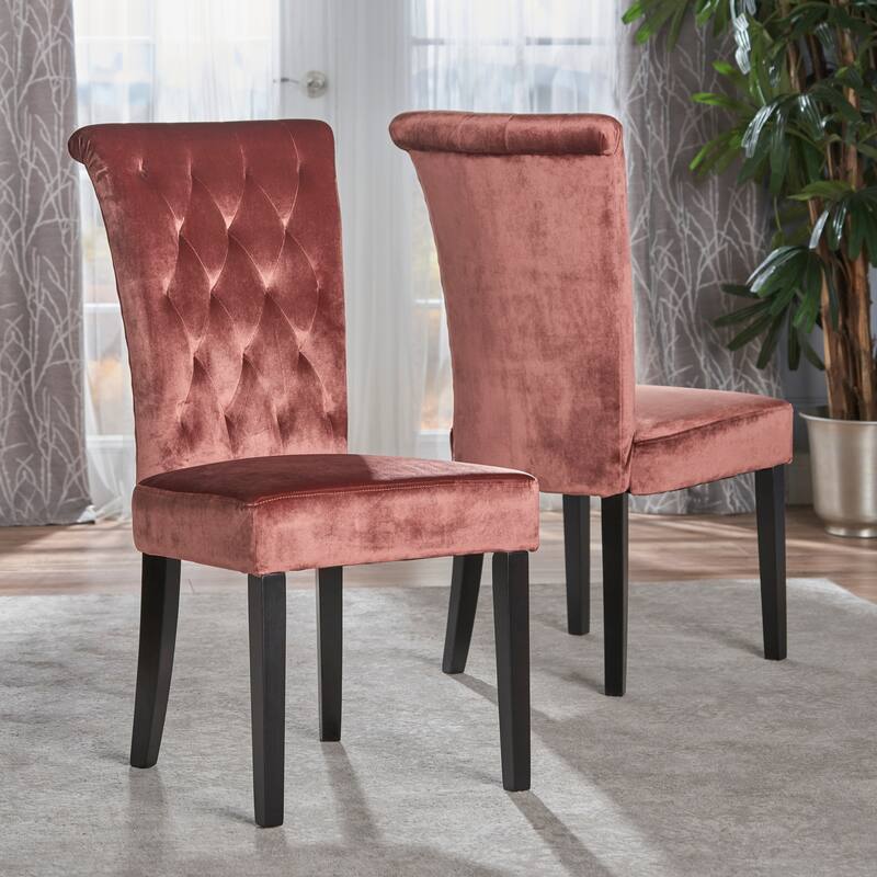 Velvet Tufted and Flared Dining Chairs