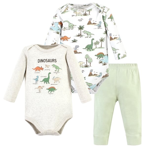 slide 1 of 1, Hudson Baby Long-Sleeve Bodysuits and Pants, Dinosaur Adventures Long-Sleeve 0-3 Months - Dinosaur Adventures Long-Sleeve