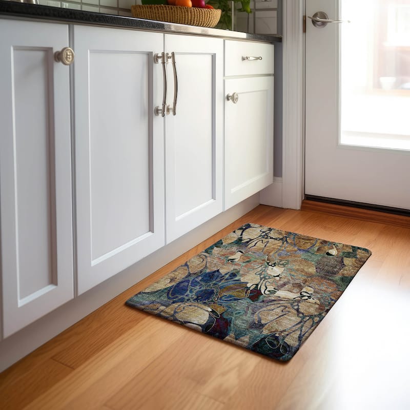 Premium Washable Super Soft Abstract Floral Mayfield Rug - Beige - 1' 8" x 2' 6" - Rectangle