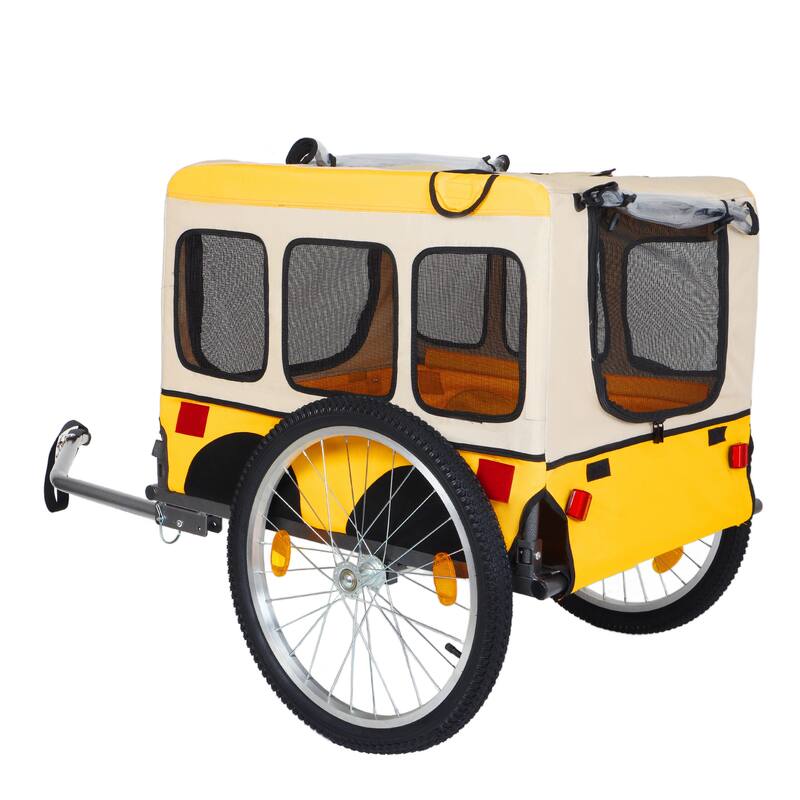 Large Folding Bike Trailer for Dogs, Heavy-Duty Steel Frame, Spacious Design, All-Terrain Cycling, Jogging & Camping Adventure