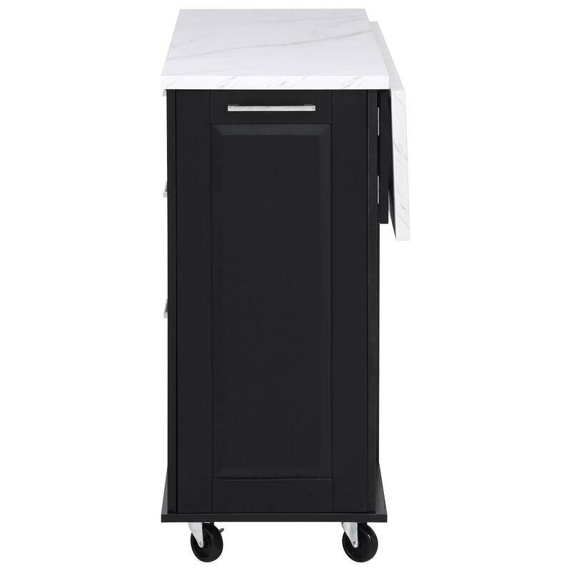 Morden 50.7" Kitchen Island with Storage Tilt Trash Can Cabinet and 2 Drawers