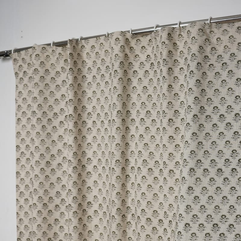 Fabdivine Handmade Floral Block Print Window or Door Room Décor Viscose Linen Curtain