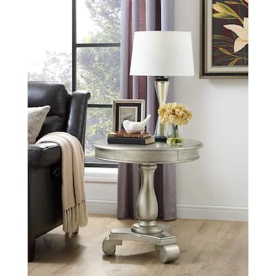 Rene Round Wood Pedestal Side Table