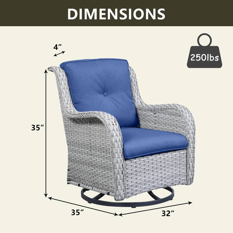 Outdoor Swivel Rocker Wicker Patio Chairs Set of 3