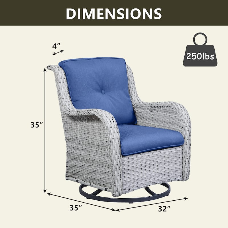 Pocassy Outdoor Wicker Glider Swivel Club Chairs (Set of 2)