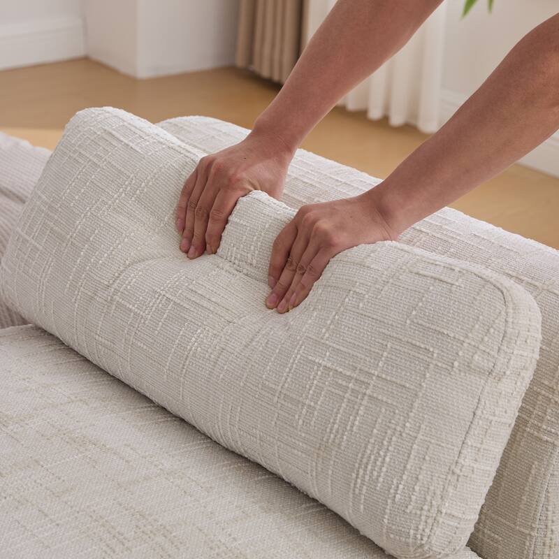 83" Wide Chenille Upholstered End of Bed Bench with Rubber Wood Legs