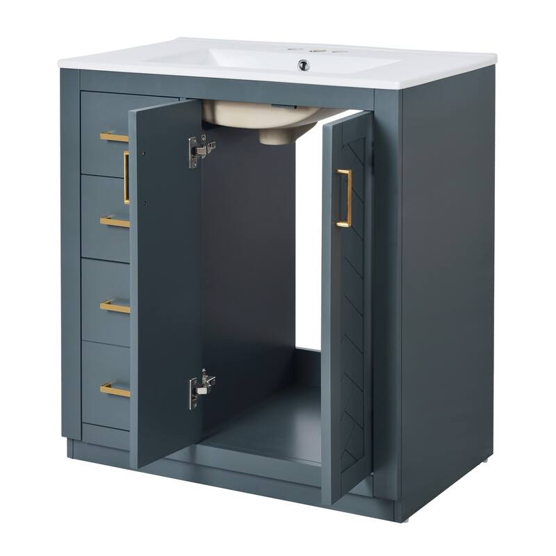 30" Bathroom Vanity with Ceramic Sink