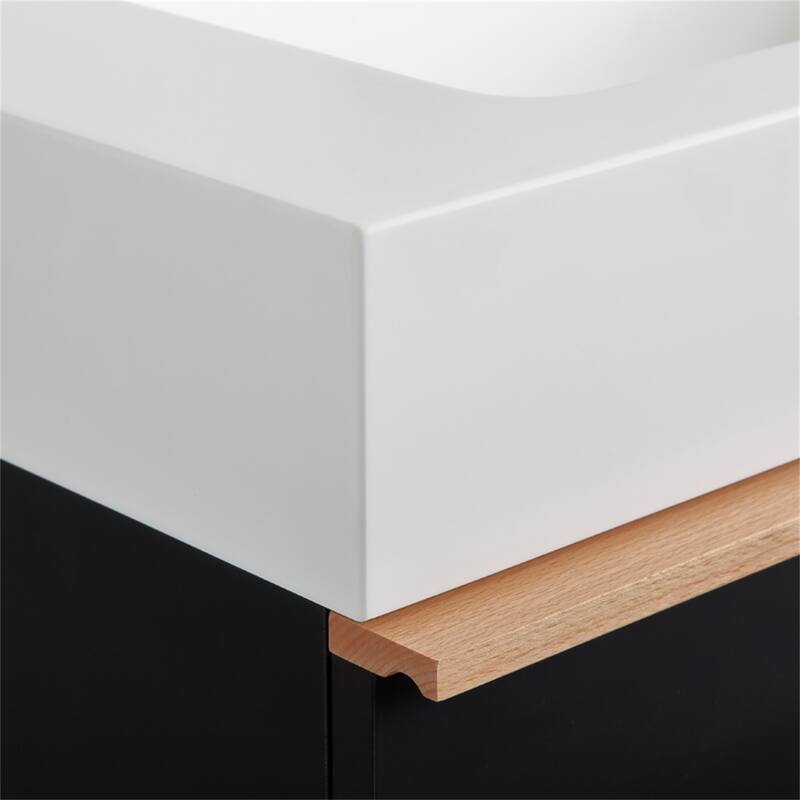 30" Wall Mounted Bathroom Vanity with Integrated Acrylic Sink, 2 Soft-Close Drawers