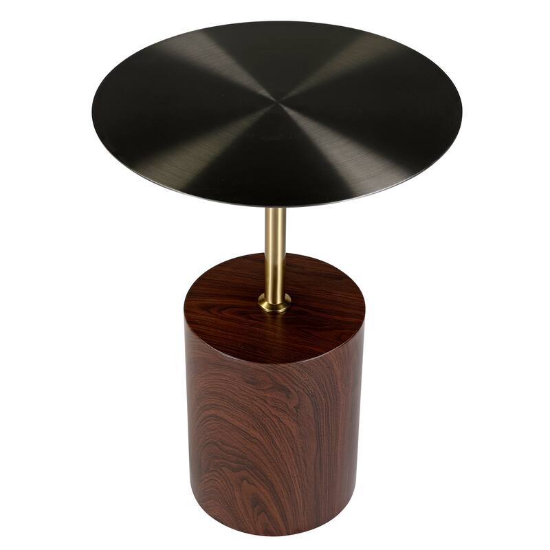 40-Inch Round Side Table in Stainless-Steel with Pedestal Base Accent End Table Malta Series