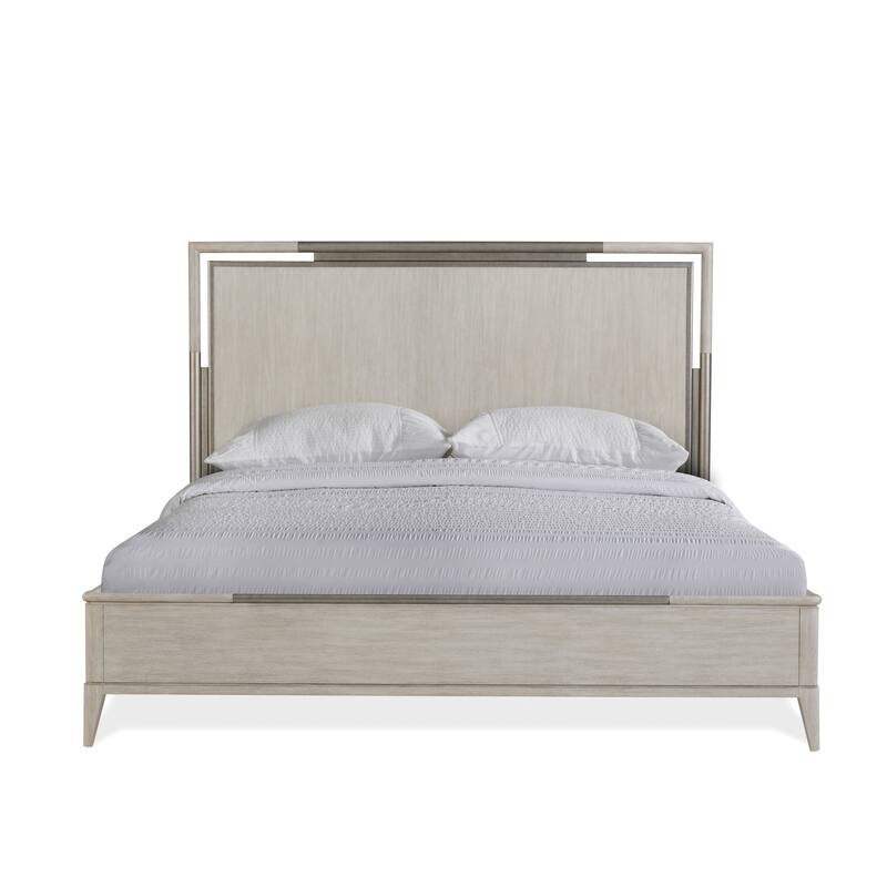 Roundhill Furniture Mantalia Solid Wood Bedroom Set, Panel Bed, Dresser, Mirror, 2 Nightstands, and Bench, Champagne